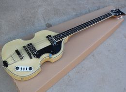 Factory Wholesale 4 Strings NaturalWood Color BB Electric Bass with Hollow Body,Rosewood Fretboard,Flame Maple Veneer