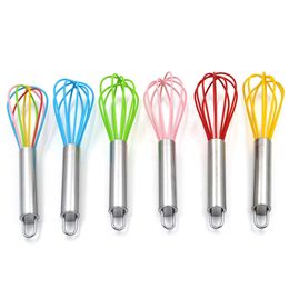 8inch Silicone Coated Egg Beaters Egg Whisk Stainless Steel Handle Cream Whipper Coffee Eggs Shake Milk Frother Kitchen Gadget DBC BH3886