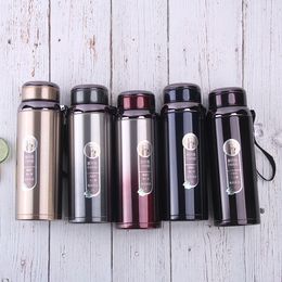 316 Stainless Steel Tumblers 600ml 800ml Wide Mouth Large Capacity Vacuum Insulated Water Bottle with Portable Rope