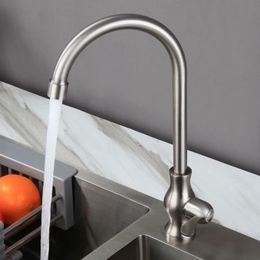 Stainless Steel Kitchen Sink Faucet Single Handle Single Hole Lead Free Single Cold Taps With Hoses