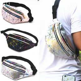 2020 Nova Designerbag Rhombus Dazzling Laser cintura sacos Outdoor Sports Multilayer Zipper Peito Bag brilhante PU carteira de couro para meninas dos meninos