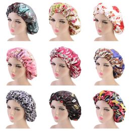 Women Durag Turban hats Girls Silky Durags Cap Hair Cover Accessories Double layer DU-RAG Wave Caps Rags floral Bonnet Salon Hat NEW