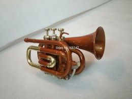 New Brand Mini Pocket Trumpet Bb Flat Copper Brass Finish Musical instrument With Case Accessories Free Shipping