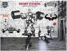 Custom photo wallpapers for walls 3d Gym murals Retro brick wall muscular man sports gym club image wall background decorative wall papers