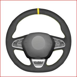 Custom Made Anti Slip Black Suede Car Steering Wheel Cover for Renault Kadjar Koleos Megane Talisman
