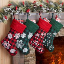 18 inch Christmas Stocking Xmas Rustic Decoration Christmas Socks Candy Bag Xmas Decorative Socks Gift Bag