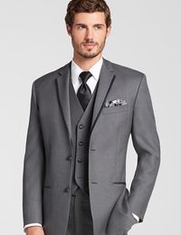 Custom Made Grey Men Slim Fit Suits Three Pieces Business Party Tuxedo Groom Wedding Suits Design Fashion Male Suits