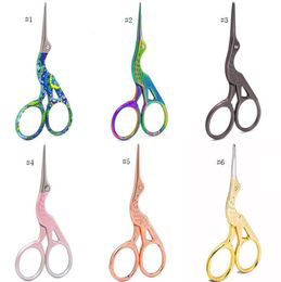 8styles Stainless Steel Crane Shape Scissors animal carving retro gilt Gold Plated scissors Beauty tailor scissors nose hair cutter SN4506