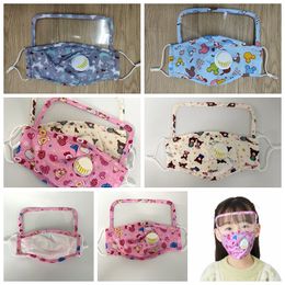 2 in 1 Valve Face Masks With Eye Shield Kids Dustproof Washable Cartoon Valve Mask Protective Face Shield Cycling Reusable Mascaras Faciales
