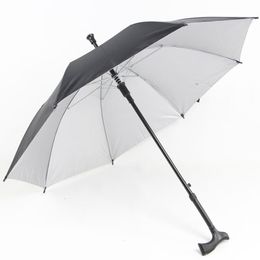 Women Men Sunny Rainy Umbrellas Crutches Anti-slip Elderly Umbrella Long Handle UV Protection Windproof Umbrella Customised Gift BC BH1000