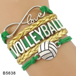 9styles Volleyball Bracelet Leather Suede Letter Bracelets Love I Heart Volleyball Special Jewelry For Women Men Day Gift GGA3594-5