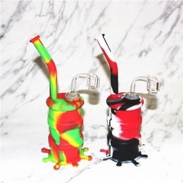 Hookah Silicone Barrel Rigs Mini Dab Jar Bongs Water pipe Silicon Oil Drum with quartz nails bangers