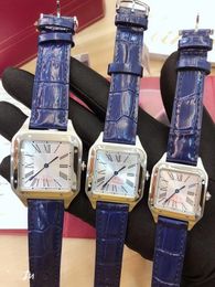 Masculino feminino relógio de pulso moda caixa de aço mostrador branco relógio de quartzo pulseira de couro estilo de negócios 078-3