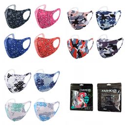 Resuable Ice Silk Mask adult face Mouth nose protection cotton masks washable fashion Anti-dust masks dust proof 13 styles for option
