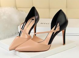 Women Sexy Summer Heels High 9.5 Cm Hollow Out Simplicity Stiletto Sandals Fashion Lady Mixed Colour Party Shoes 73164 75492 85704 32323