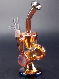 amber glass water bongs 8.6inch inline perc percolator hookahs heady oil dab rig bong for smoking