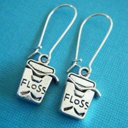 Fashion Jewellery Small Dental Floss Charm Earrings Toothpick Holder Ear Hook Dangle Earring Fashion Creative Women Jewelry Gifts 881