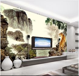 Custom photo wallpapers for walls 3d mural HD Chinese Painting Pastoral Alpine Tiger mural for living room TV Background wall papers Picture