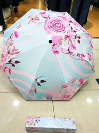 Classic Fashion Umbrella 3 Fold Full-automatic Flower Umbrellas Parasol with Gift Box for VIP Client