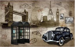 Custom Photo Wallpapers murals for walls 3d mural wallpaper Retro nostalgic building car living room mural TV background wall papers