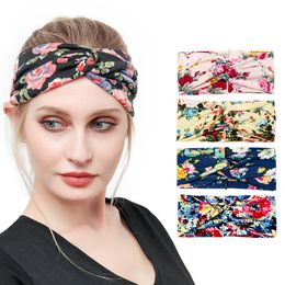 S1554 Europe Fashion Women's Florals Headband Elastic Yoga Sports Headband Ladies Flower Hair Band 17 Colors