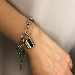 Ins new fashion luxury designer simple link chain padlock charm bracelets for women girls gold silver