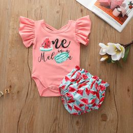 2020 new Summer fruits baby girls suits cotton Newborn Outfits Infant Outfits girls sets rompers+shorts 2pcs/set baby girl clothes