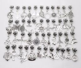 100Pcs/lot Tibetan Silver Alloy mixed Star moon Heart charms pendant European Dangle Beads Charms Pendant For Jewellery Making