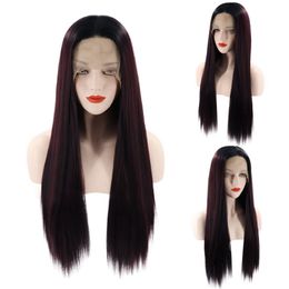 perruques de Lace wig african braided wig longest straight synthetic hairr marley Synthetic Lace frontal wig low price factory Coloured Ombre