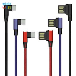 1M Cable 90 Degree L-shaped cloth Braided Fabric USB Data Cable anti-drop anti off Type-c/micro Android Cable