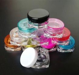 3G 5G Square Cream Jars Bottle Bottles Screw Caps Eye shadow box Clear Plastic Makeup Sub bottling Empty Cosmetic Container Small Sample Mask Canister
