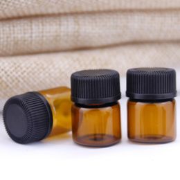 1ml 2ml Amber Glass Essential Oil Bottle perfume sample tubes Bottle with Plug and cap LX2634