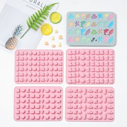 Mini Candy Silicone Mould Cute Chocolate Ice Cube Tray Candy Fondant Animals Fruits Cartoon Mould Cake Baking Decorating Tools