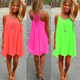 Women beach dress 2020 new fashion fluorescence female summer dress chiffon voile women clothing plus size