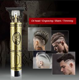 Professional Close-cutting Digital Hair Trimmer Rechargeable Electric Hair Clipper Gold Barbershop Cordless 0mm T-blade Baldheaded Outliner