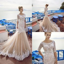 Blush Pink Wedding Dresses Mermaid Bridal Gowns Lace Appliques Plus Size 4 6 8 10 12 14 16 18 20 22 24