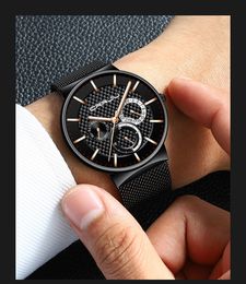 Mens Watches Lige Fashion Top Brand Luxury Quartz Watch Men Casual Slim Mesh Steel Date Waterproof Sport Watch Relogio Masculino Y255p