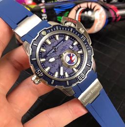 2018 New Style Diver 3203-500LE-3 93-HAMMER Steel Case Blue Dial Automatic Mens Watch Big Crown Sports Watches Blue Rubber Puretim2009