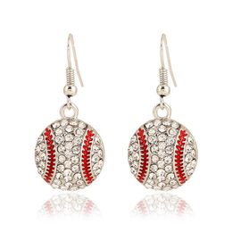 Women dangle Earrings Sport Softball Basketball Football Softball Volleyball Crystal Ear Stud Fashion