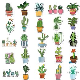 50Pcs Green Potted Plants Leaf Stickers Pack Non-random Graffiti Car Bike Luggage Sticker Laptop Skateboard card Water Bottle Decal