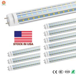 T8 4FT LED Tubes - 60W Dual Row V Shaped LED Light Bulb, Cool White, Replacement Fluorescent Bulbs (150W Equivalent), Clear Cover, Ballast