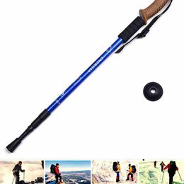 Outdoors Trumpet Cork Trekking Poles Ultra Light Telescopic Alpenstock Multi Function Straight Handle Hiking Walking Stick ZZA2499 10Pcs