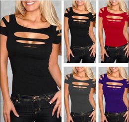 Best quality Hot Sale Sexy Tees Summer Women Tops Holow Out Short Sleeve Ladies Club t Shirts Black Blouse Tops for Women