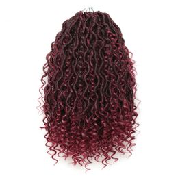 fashion new Black Ombre Gold Messy Goddess Faux Locs Bohemian Curly Synthetic Crochet Braids Hair Extensions for Afro Women