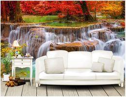 Custom photo wallpapers for walls 3d murals wallpaper 3D beautiful idyllic scenery forest tree waterfall living room TV background wall