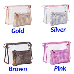 Fish Scales Colourful Cosmetic Bag Women Travel Cosmetic Bags Waterproof Make Up Pouch Toiletry Storage Bags Clutch Wallet Purse for Girls