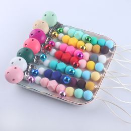 Silicone Bead Pacifier Holders Newborn bell nipple clip teething Chains anti-drop chain Pacifier Clips Baby Teething Nipple Holder M2351