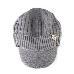mens knitted beanie hat with peak