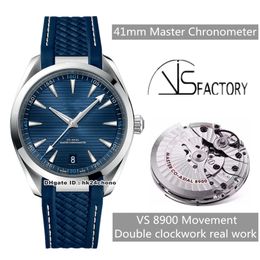 Top Version VS Aqua Terra 150M Master Chronometers Cal.8900 Automatic Men's Watch 220.12.41.21.03.001 Blue Dial Rubber Strap Gents Watches