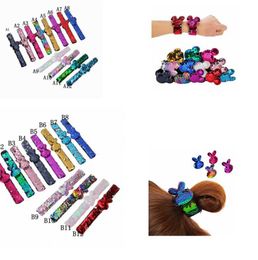 sequin wristband Glitter Slap Mermaid Bracelets Charms Wristband for Kids Mermaid Slap Bracelet Sequin Hair Band Ponytail Rope Ring KKA7973